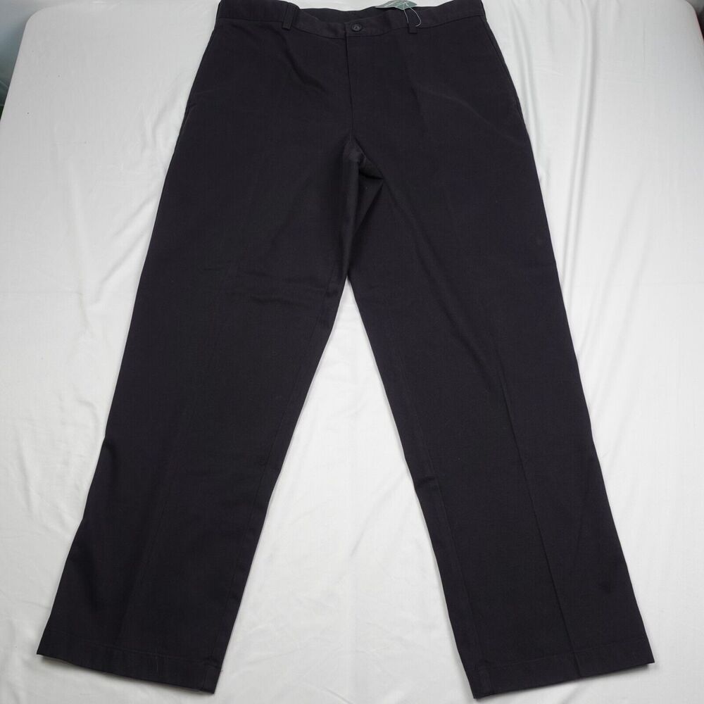 Brand New LL Bean Chino Pants Men's Size 37 Black Pleated Front Straight Leg